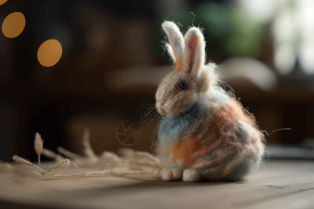 兔子线条可爱毛毡兔子手工艺品背景