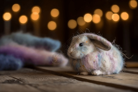 毛毡材质小兔子背景图片