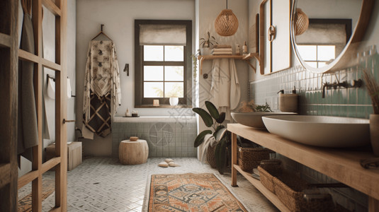 波西比亚风格波西米亚浴室装修设计设计图片
