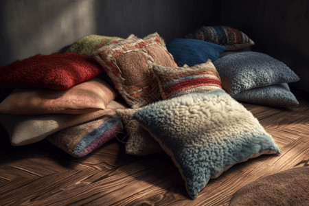 羊毛坐垫毡毛靠垫背景