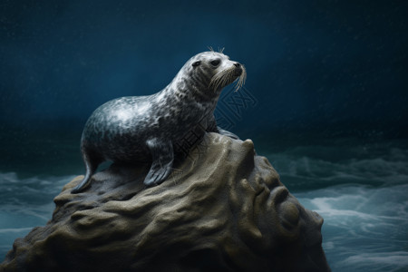 生物纤维羊毛毡海豹插画