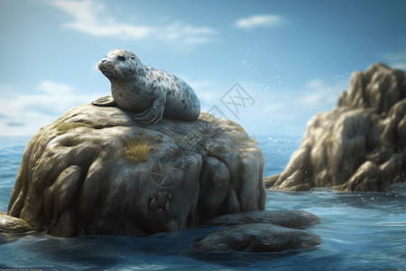 生物纤维毛毡状海豹插画