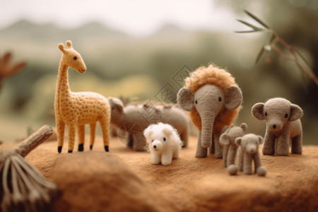 精致装饰品羊毛毡动物世界插画