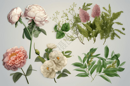 不同类型的花卉和植物背景图片