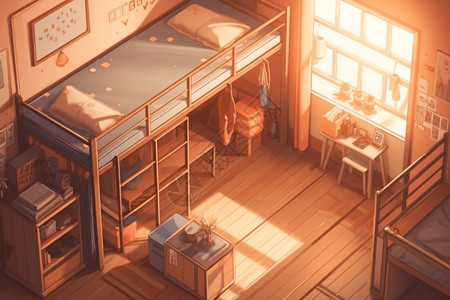学生宿舍双人床背景图片