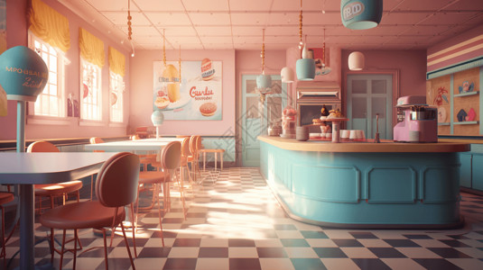 色彩艳丽的冰淇淋店背景图片