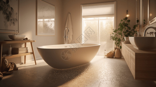 泡泡浴一个独立的浴缸的特写镜头设计图片