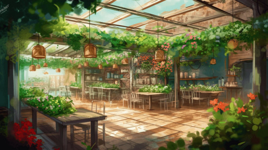 花园餐厅背景图片