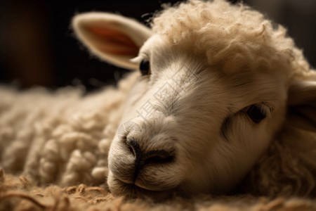 羊肉特写毡制动物绵羊特写镜头插画