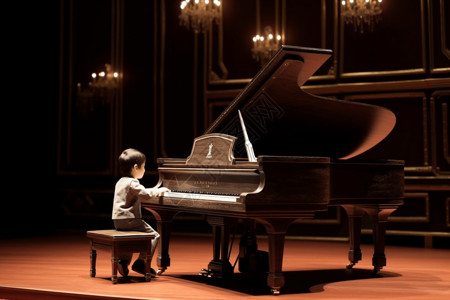 音乐指挥在演奏钢琴的小朋友背景