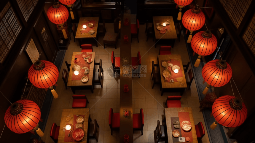 中餐厅排放效果图图片