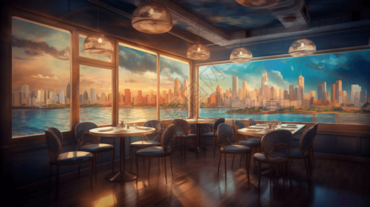城市海上景观餐厅图片