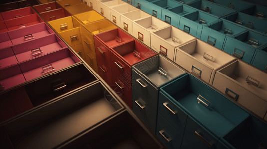办公文件柜色彩缤纷的文件柜插画