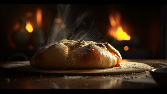 面包烤炉炉子里的烤面包背景