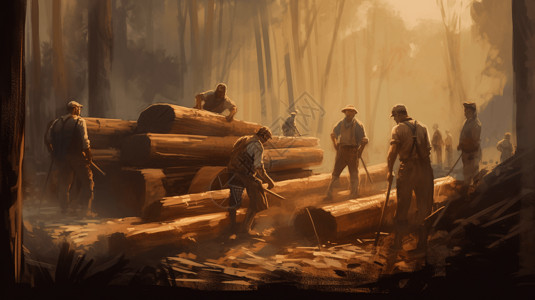 伐木工工作背景图片