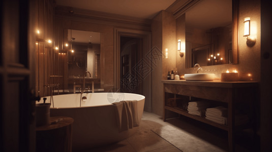 大胆设计酒店浴室带昏暗灯光背景