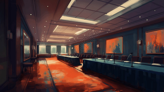 安静的油画会议室图片