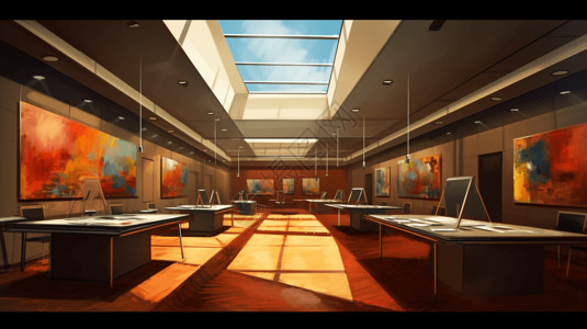 高级油画会议室背景图片