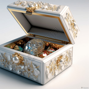 打开的礼品盒精致的贝母首饰盒设计图片
