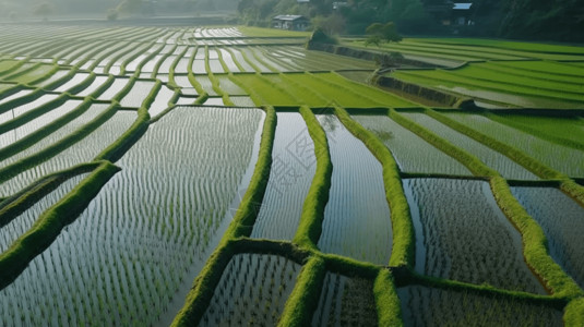 一望无垠的水稻田背景