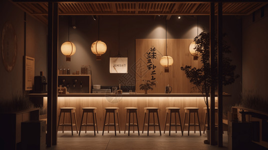 日式风格奶茶店背景图片