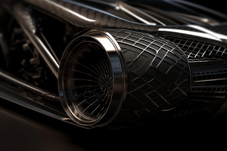 黑色金属纹理汽车换气系统3d图插画