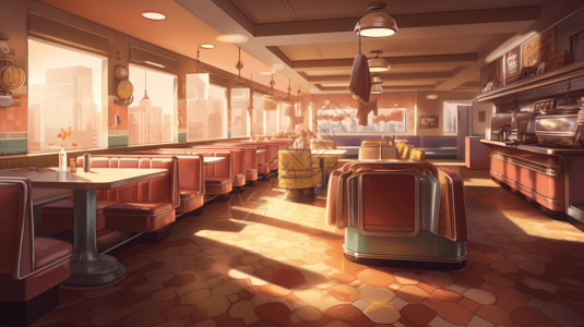 阳光下的复古餐厅背景图片