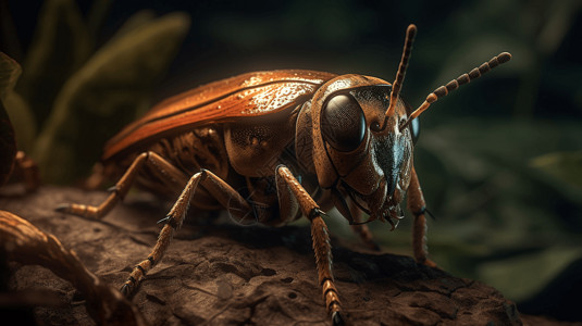 甲虫标本泥土上昆虫标本插画