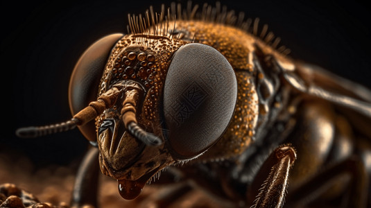 昆虫复眼昆虫标本和微观细节特写插画