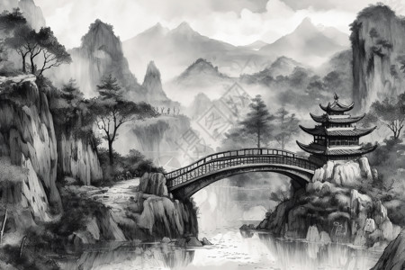 中国传统水墨画背景图片