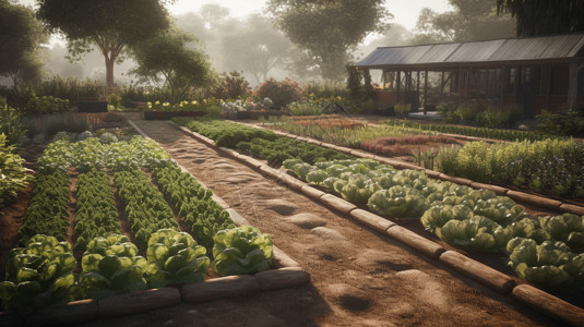 种菜小院子背景图片