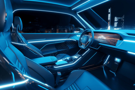 汽车驾驶室3D自动驾驶汽车内部图设计图片