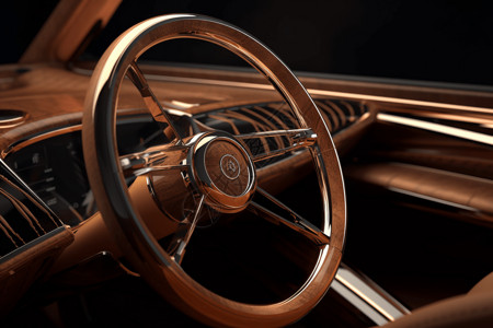 汽车内部细节3D复古方向盘细节设计图设计图片
