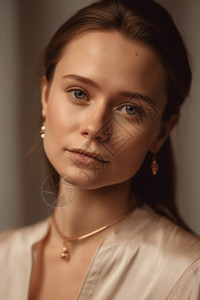 女性模特佩戴金色珠宝特性图背景图片