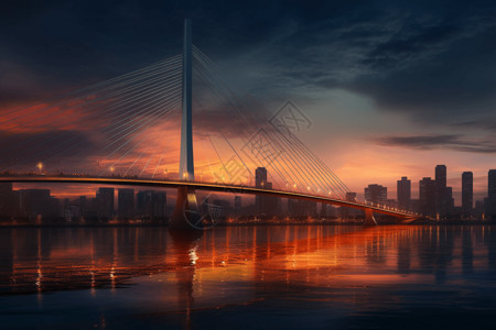 3D斜拉桥图背景图片