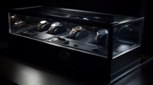 时尚的豪华手表陈列展示柜背景图片