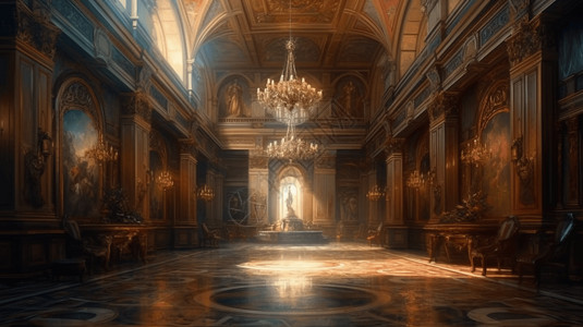 富丽堂皇的宫殿大厅背景图片