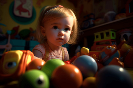 写实类游戏玩玩具的女童背景