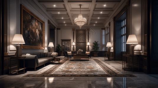 大理石大堂优雅客厅设计图片