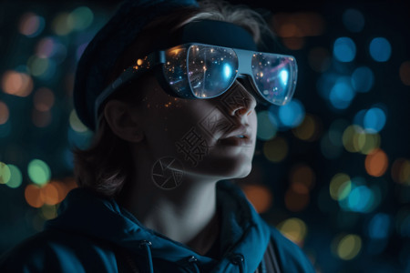 VR模拟一个戴着AR眼镜的人设计图片