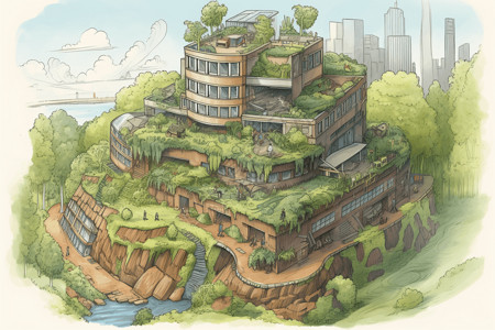 可持续发展概念城市背景图片