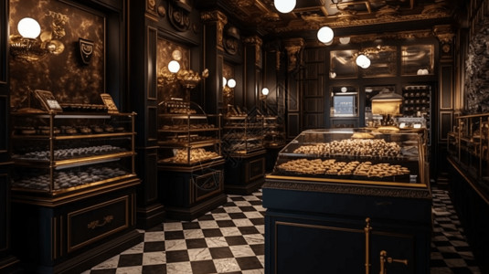 甜品店店宣传英伦风奢华典雅的巧克力店设计图片
