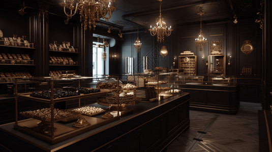 甜品店店宣传奢华典雅的巧克力店设计图片