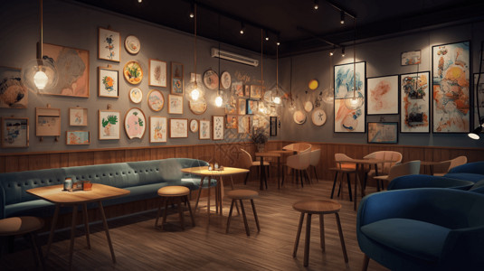咖啡馆室内一个舒适而诱人的环境的咖啡馆设计图片