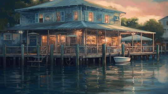 滨水餐厅背景图片