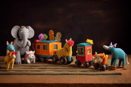 卡通轨道羊毛毡动物马戏团背景