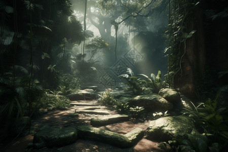 亚马逊丛林字体热带雨林背景