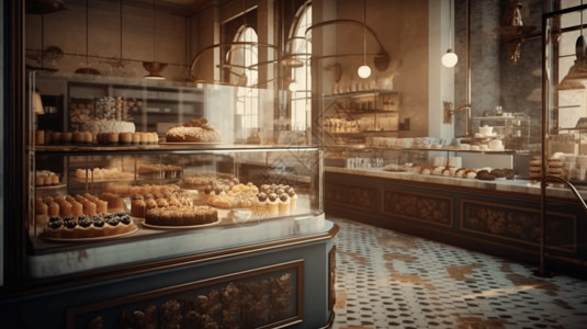 糕点展示精致优雅的甜点店设计图片