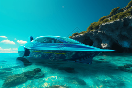 神农架大九湖大海上行驶的快艇设计图片