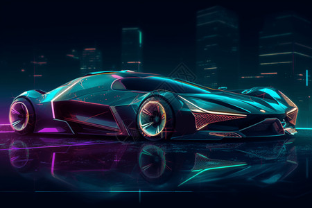 超酷未来概念车未来科技概念车插画
